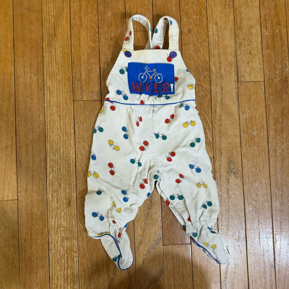 Vintage overall bibs bike multi colored bicycle overalls 0-3‎ months
